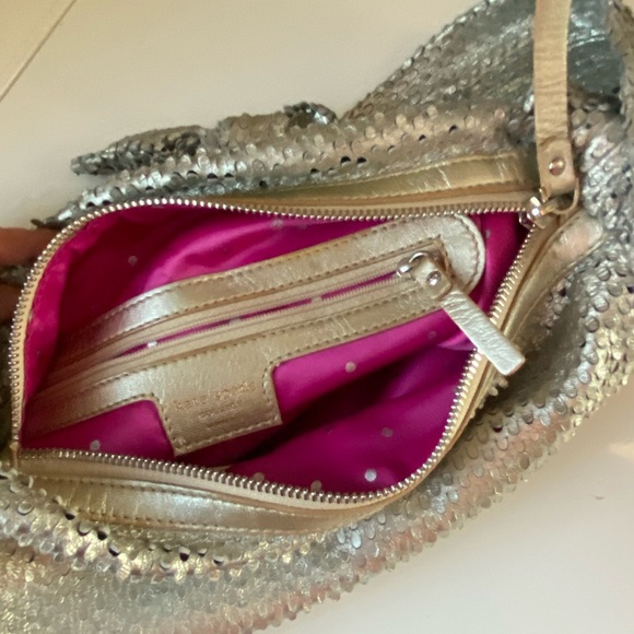 $620 Kate Spade Collect Metallic Silver Perforated Leather Shoulder Bag Purse - Picture 4 of 16